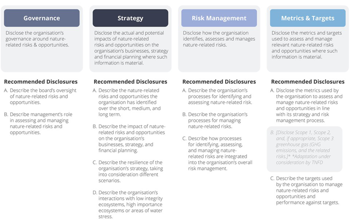 TNFD Four Pillars of Disclosure